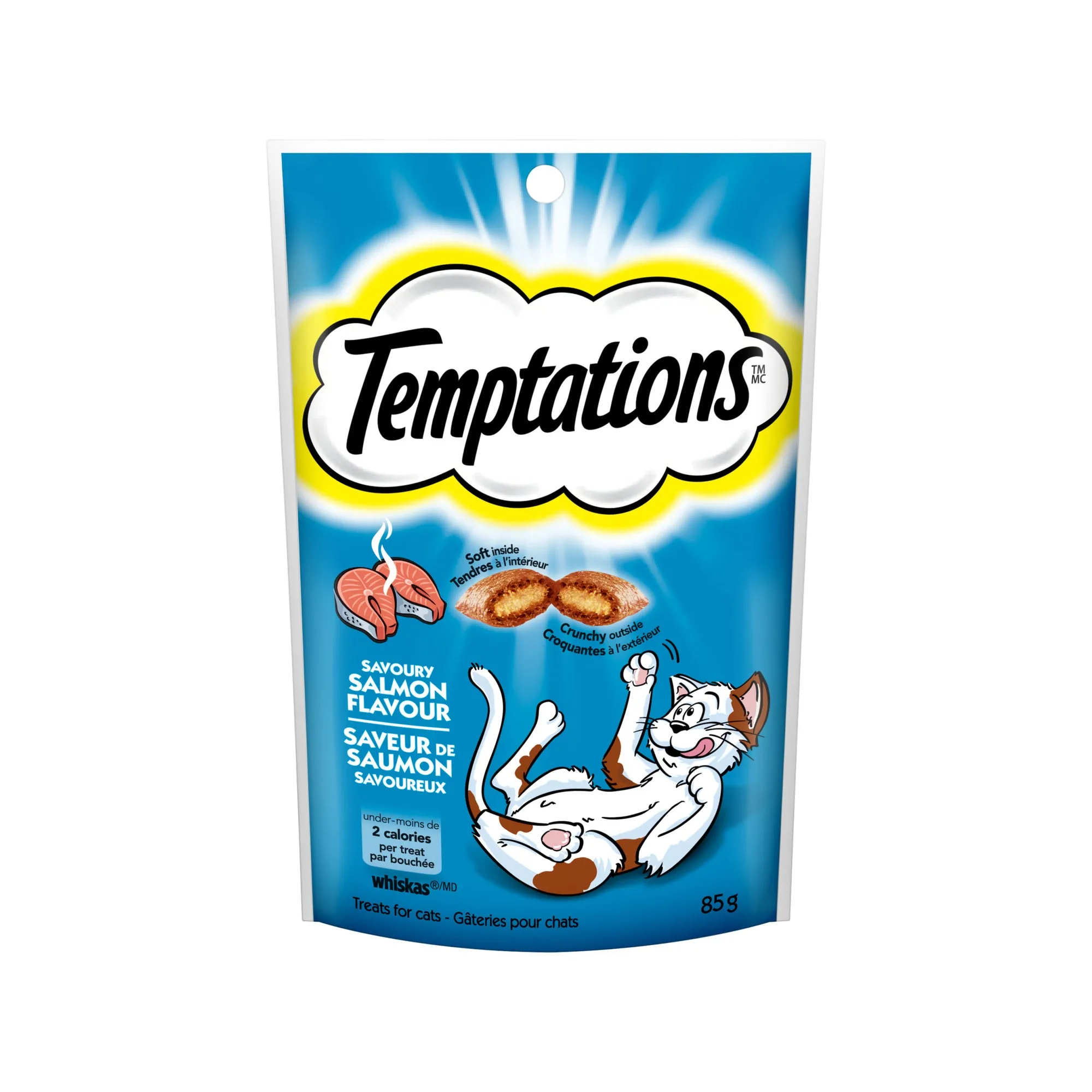 TEMPTATIONS Cat Treats, Savoury Salmon, 12-Pack, 85 g