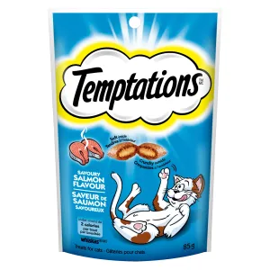 TEMPTATIONS Cat Treats, Savoury Salmon, 12-Pack, 85 g