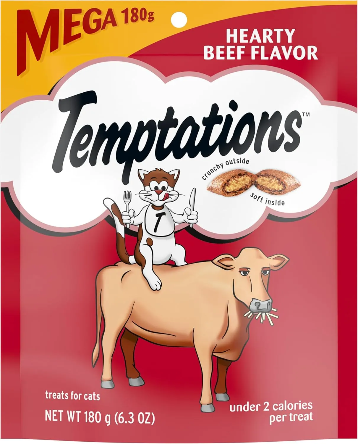 Temptations Classics Hearty Beef Flavor Soft & Crunchy Treats for Cats
