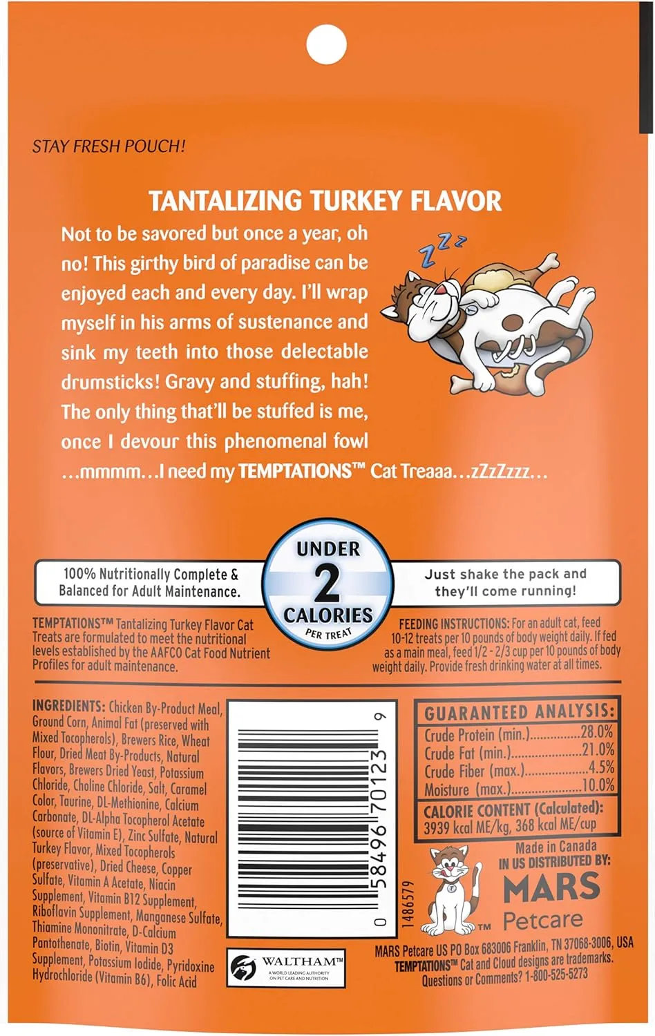 Temptations Classics Tantalizing Turkey Flavor Soft & Crunchy Treats for Cats