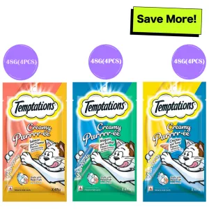 Temptations Purrrr ee Chicken & Tuna, Salmon & Cheese, Maguro & Scallop Cat Treats Combo