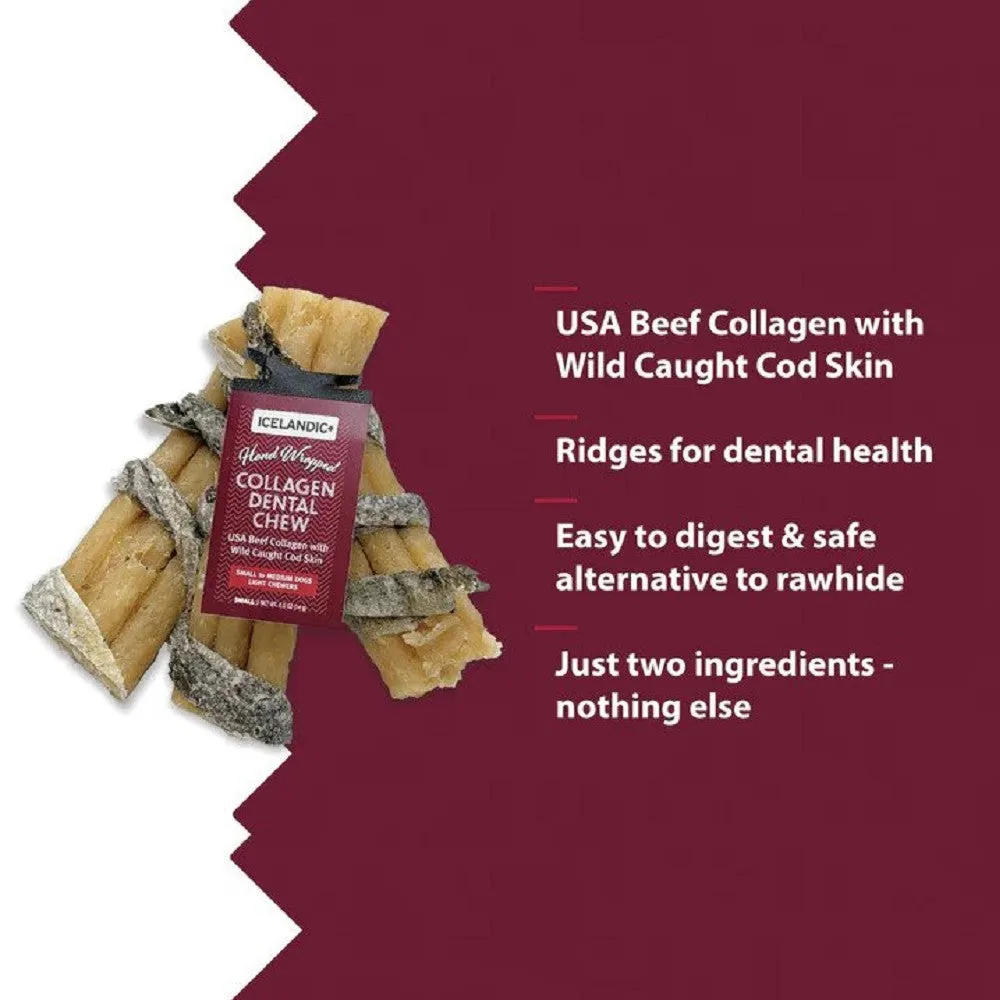 USA Beef Rolled Collagen Dog Dental Chew with Caught Cod Skin