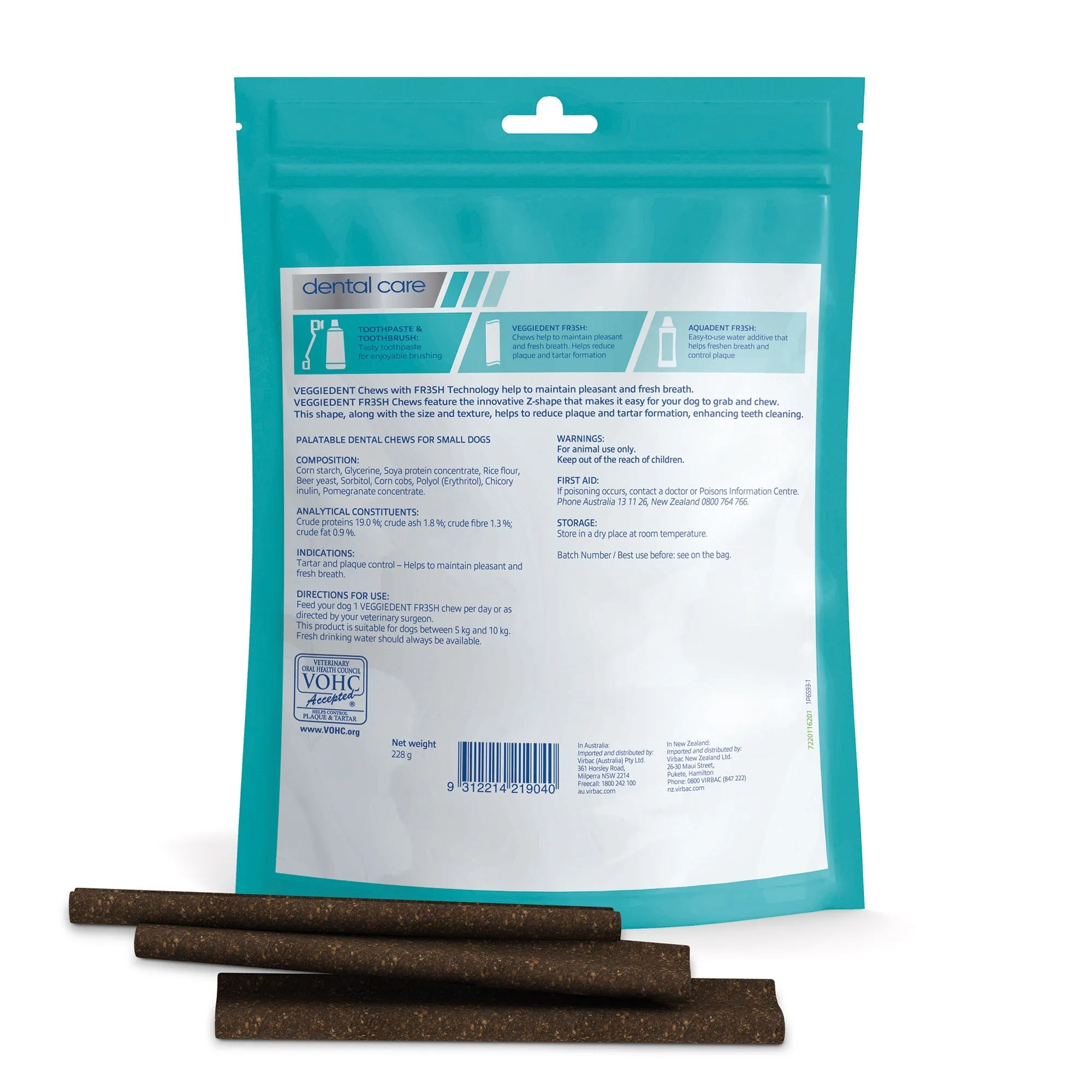 Virbac Veggiedent FR3SH Dental Chews for Dogs - 30 Pack (2 x 15's) Value Bundle