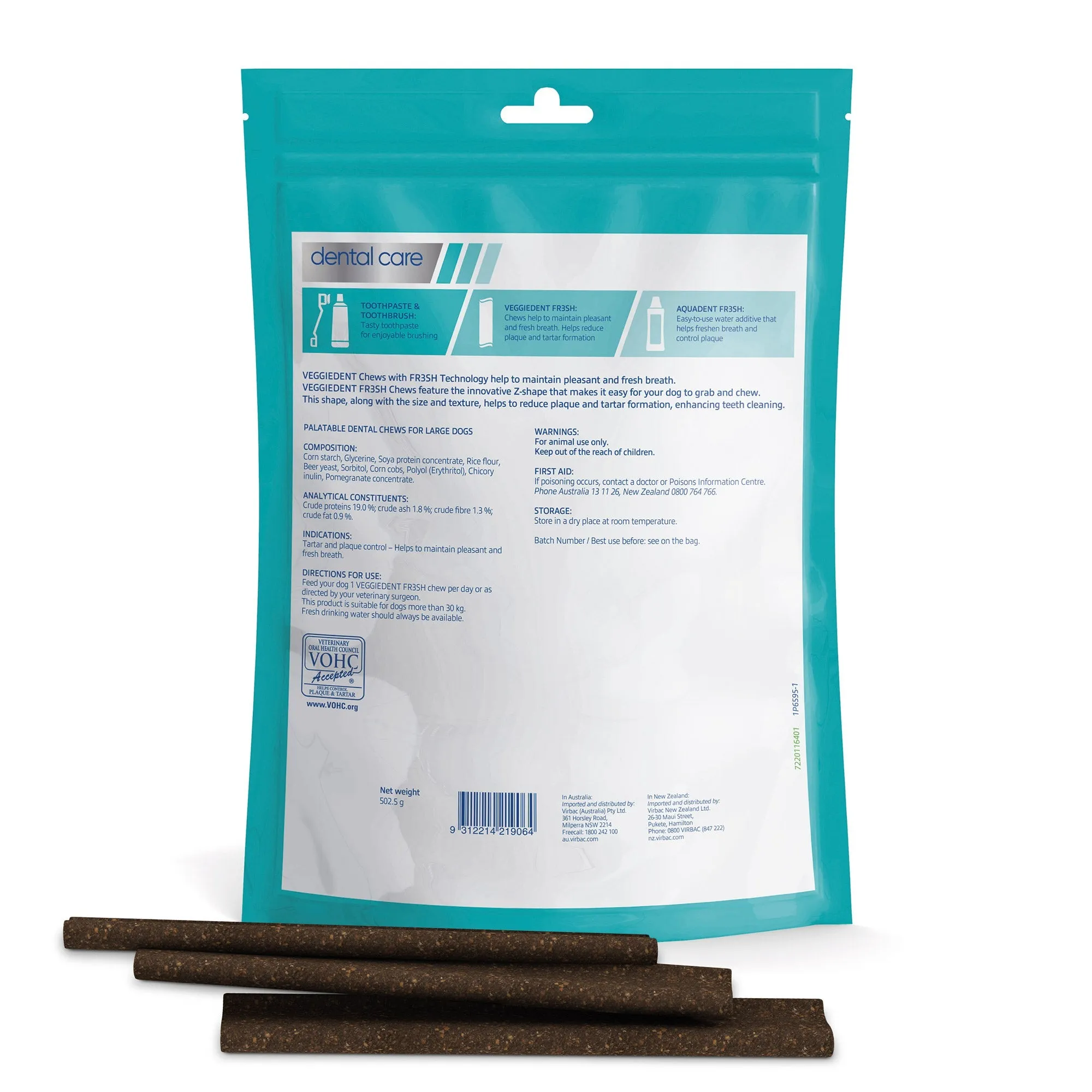Virbac Veggiedent FR3SH Dental Chews for Dogs - 30 Pack (2 x 15's) Value Bundle